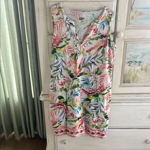 Lands' End Pink and White Sleeveless Midi Sundress